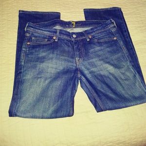 2pairs 7 for all mankind cropped jeans